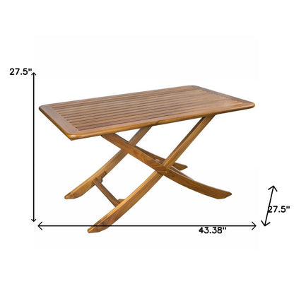 43" Brown Solid Wood Folding Outdoor Picnic Table HomeRoots