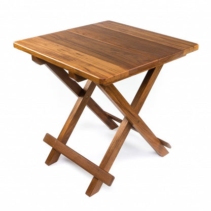 19" Brown Solid  Square Teak Folding Indoor Outdoor End Table HomeRoots