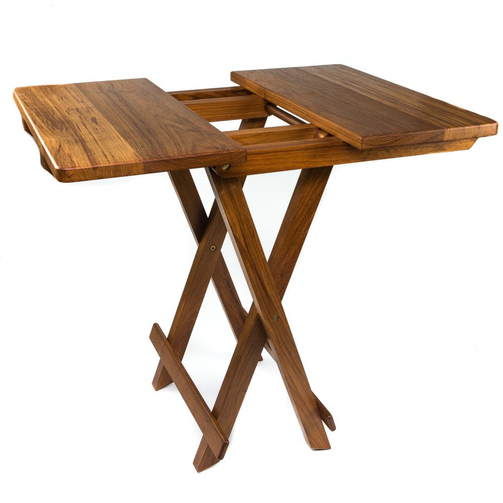 19" Brown Solid  Square Teak Folding Indoor Outdoor End Table HomeRoots