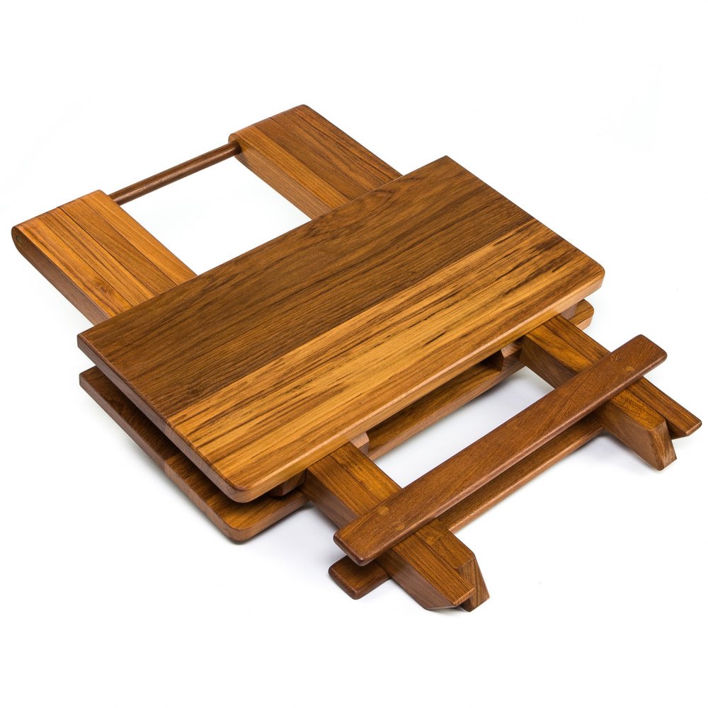 19" Brown Solid  Square Teak Folding Indoor Outdoor End Table HomeRoots