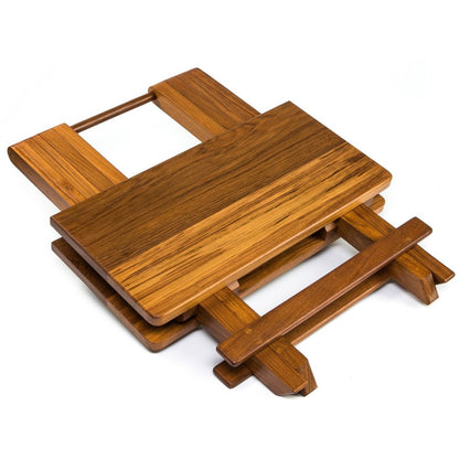 19" Brown Solid  Square Teak Folding Indoor Outdoor End Table HomeRoots