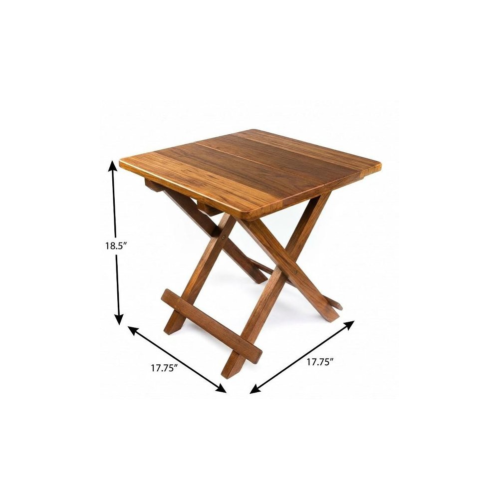 19" Brown Solid  Square Teak Folding Indoor Outdoor End Table HomeRoots
