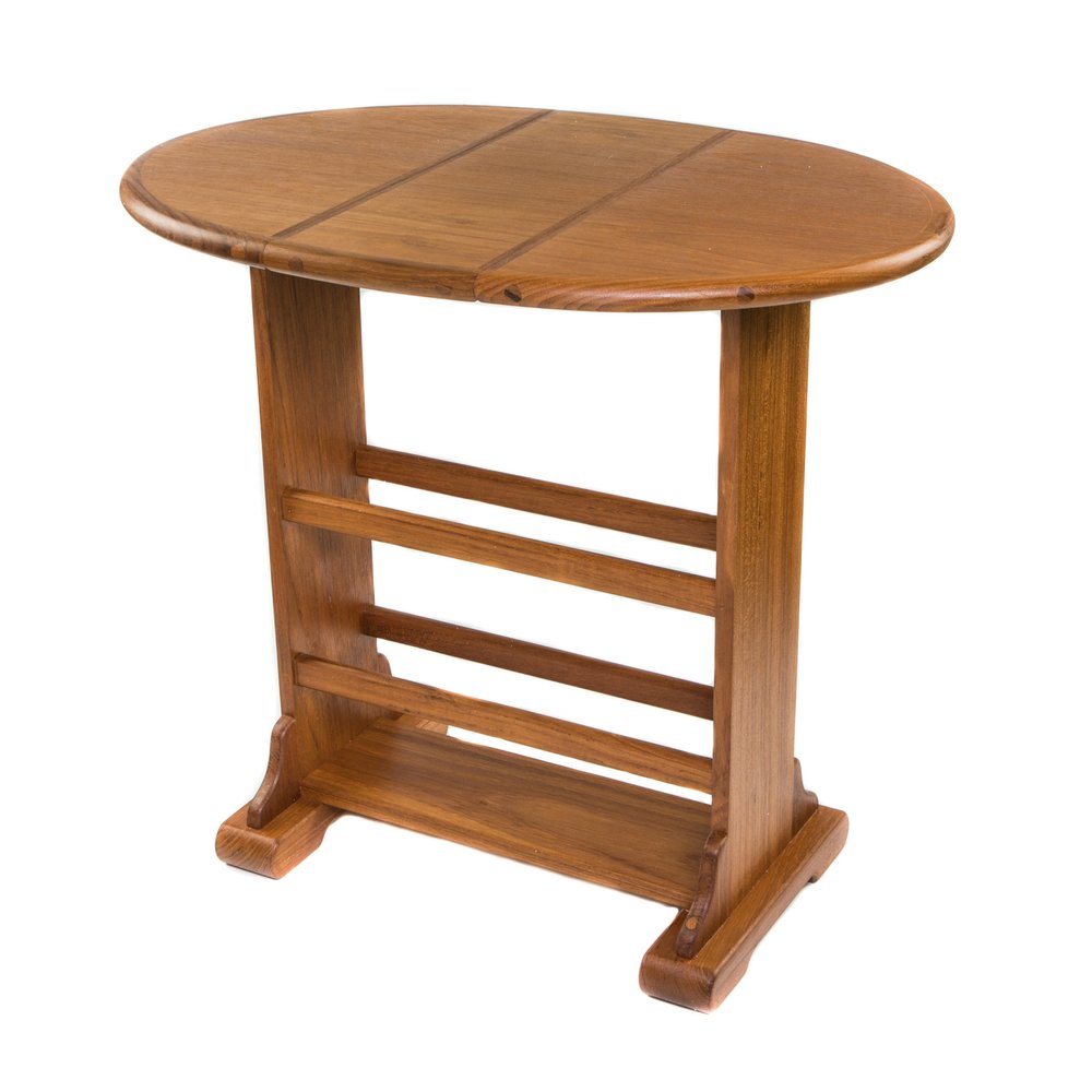 21" Brown Solid Wood Oval Drop Leaf End Table HomeRoots