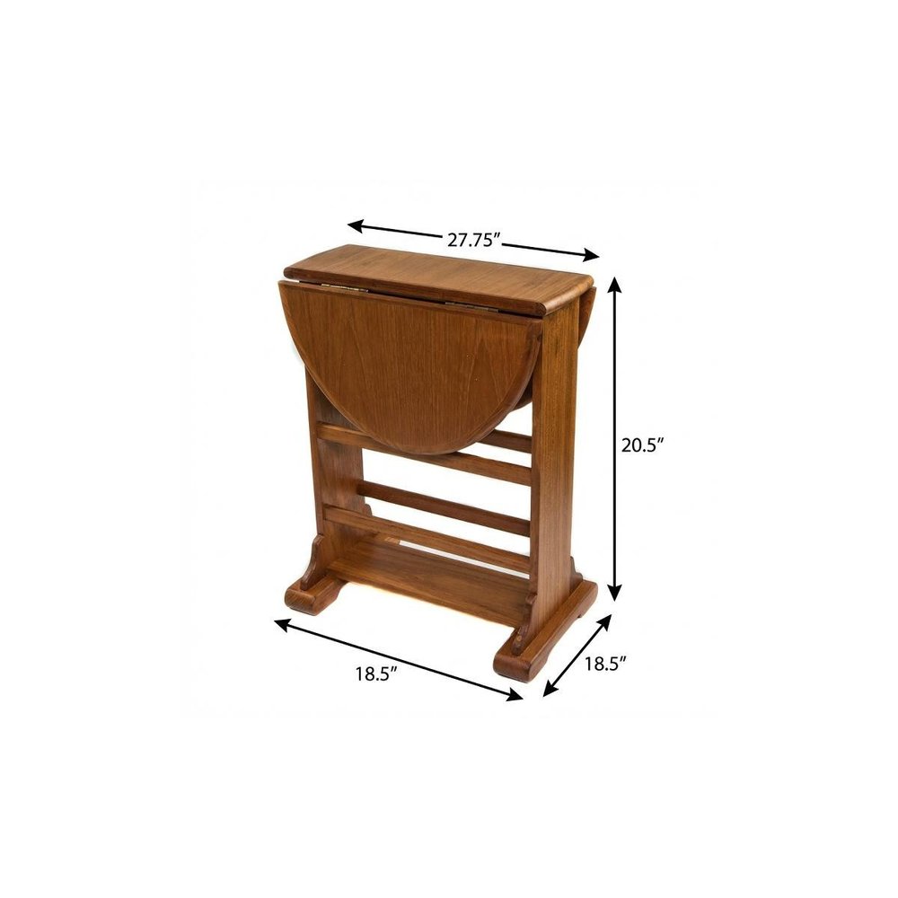 21" Brown Solid Wood Oval Drop Leaf End Table — view 5