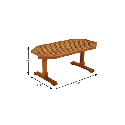 19" Brown Solid Teak Wood Hexagonal Coffee Table HomeRoots