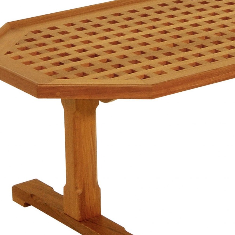 19" Brown Solid Teak Wood Hexagonal Coffee Table HomeRoots