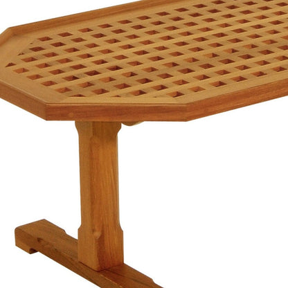 19" Brown Solid Teak Wood Hexagonal Coffee Table HomeRoots