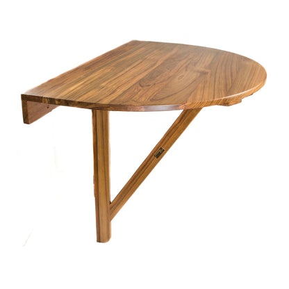 24" Brown Half Round Solid Wood Folding Outdoor Balcony Table - FurniFindUSA