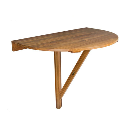24" Brown Half Round Solid Wood Folding Outdoor Balcony Table HomeRoots