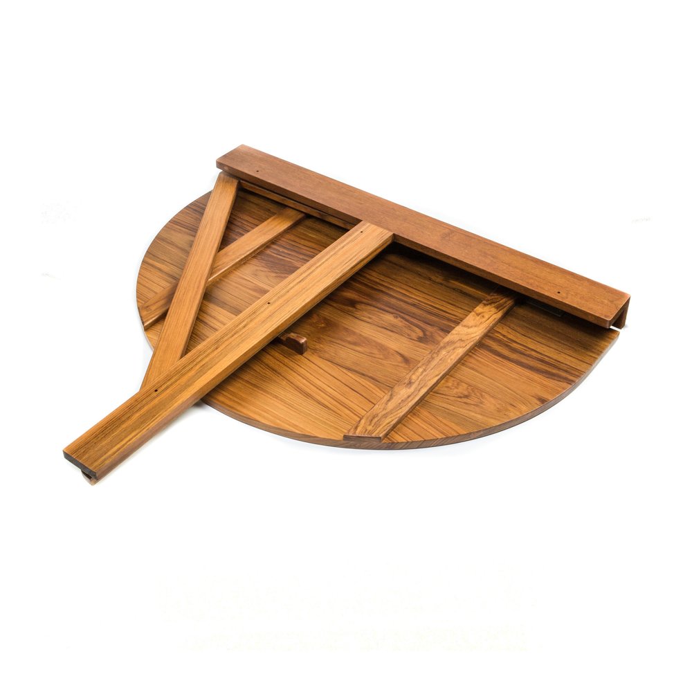 24" Brown Half Round Solid Wood Folding Outdoor Balcony Table HomeRoots
