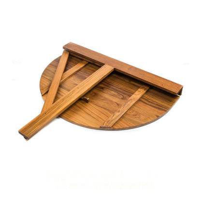 24" Brown Half Round Solid Wood Folding Outdoor Balcony Table HomeRoots