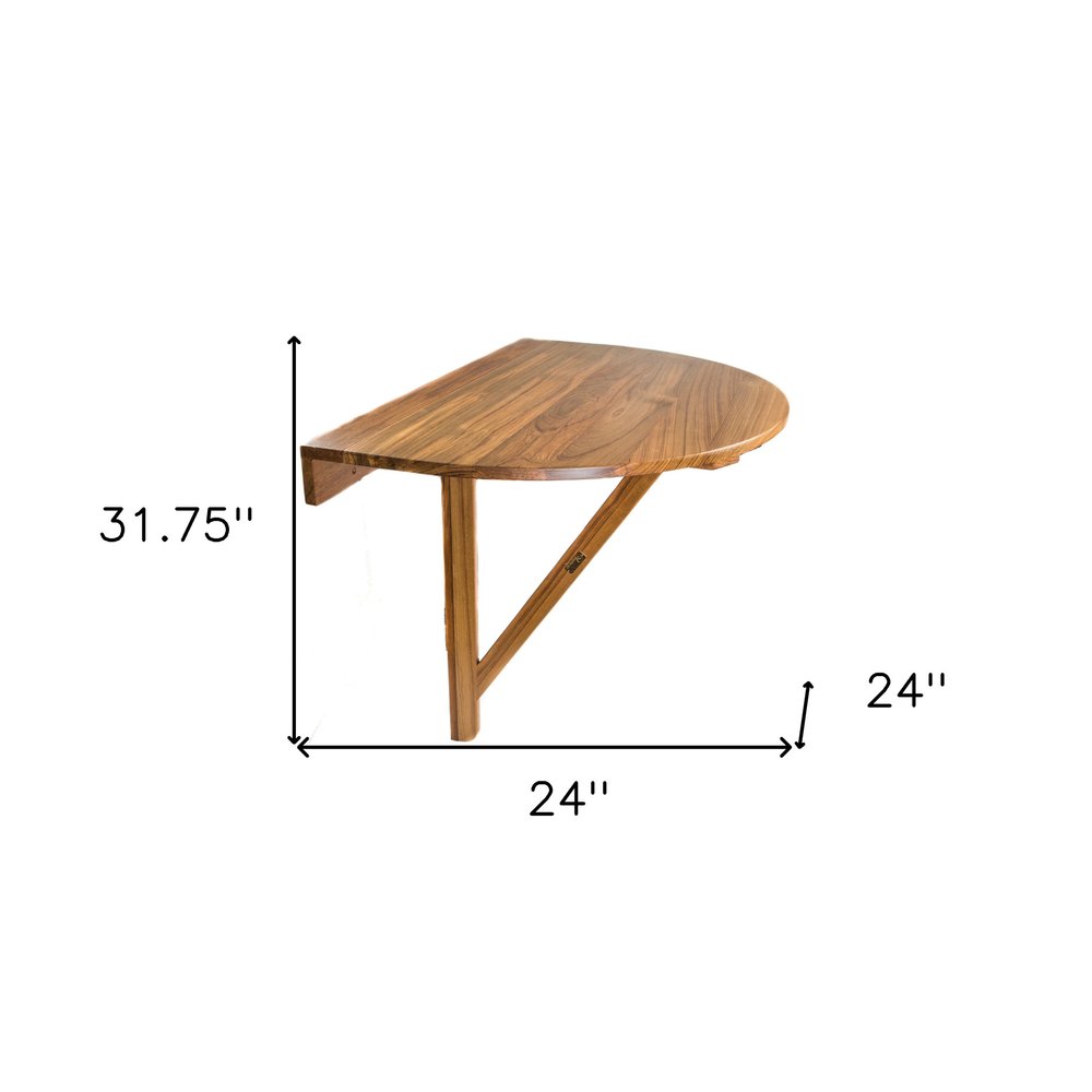 24" Brown Half Round Solid Wood Folding Outdoor Balcony Table HomeRoots