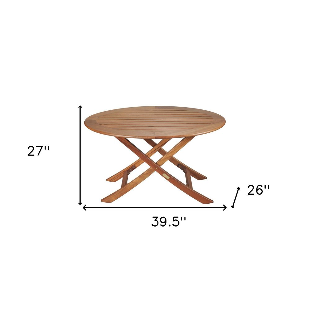 40" Brown Oval Solid Wood Folding Outdoor Side Table HomeRoots