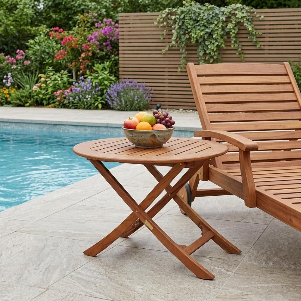 40" Brown Oval Solid Wood Folding Outdoor Side Table HomeRoots