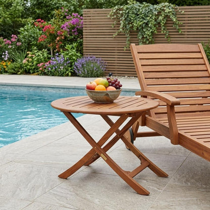 40" Brown Oval Solid Wood Folding Outdoor Side Table HomeRoots
