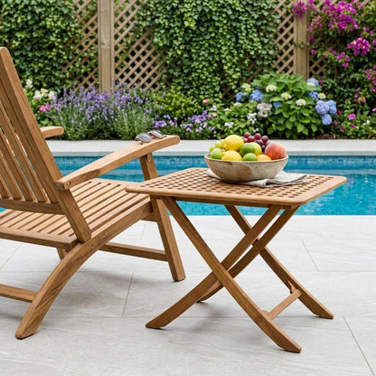 43" Brown Solid Wood Folding Outdoor Side Table HomeRoots