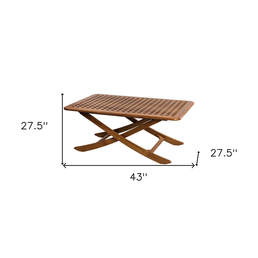 43" Brown Solid Wood Folding Outdoor Side Table HomeRoots