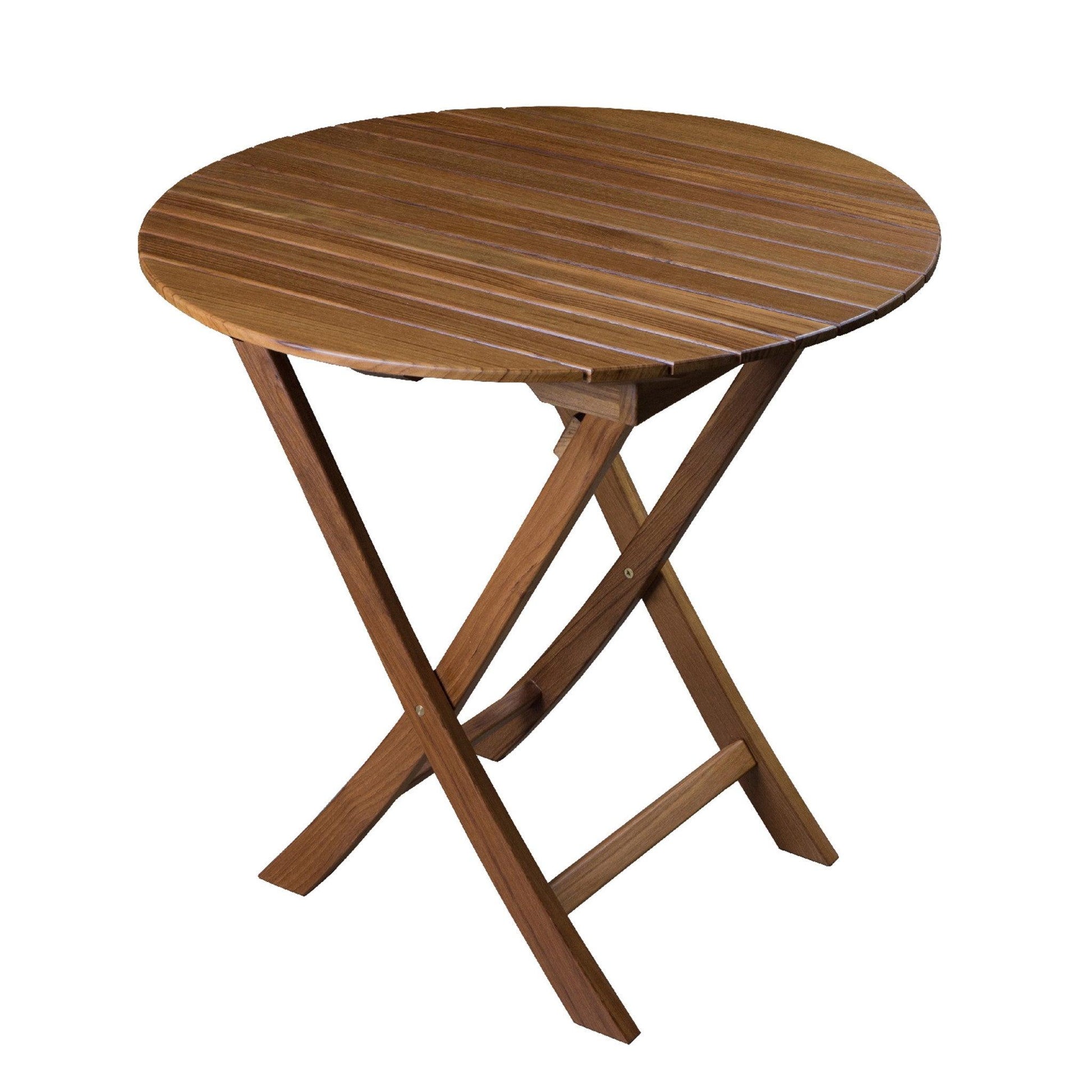 30" Brown Rounded Solid Wood Folding Outdoor Side Table - FurniFindUSA