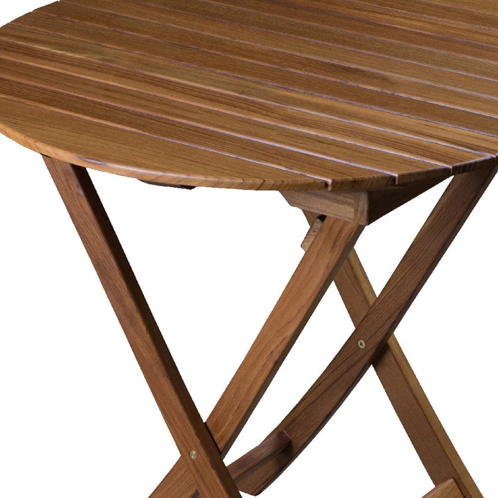 30" Brown Rounded Solid Wood Folding Outdoor Side Table HomeRoots