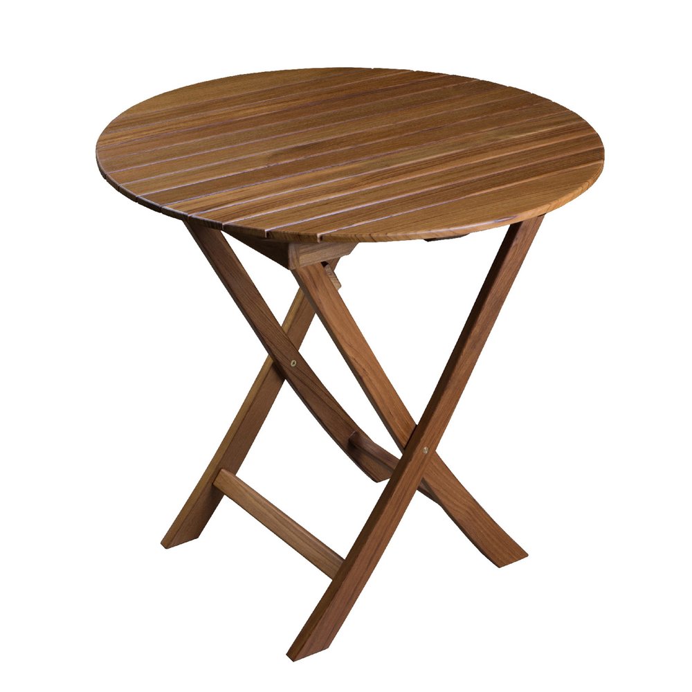 30" Brown Rounded Solid Wood Folding Outdoor Side Table HomeRoots