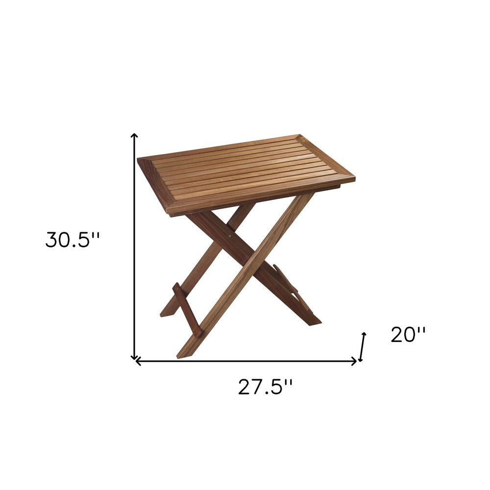 28" Brown Solid Wood Folding Outdoor Side Table HomeRoots