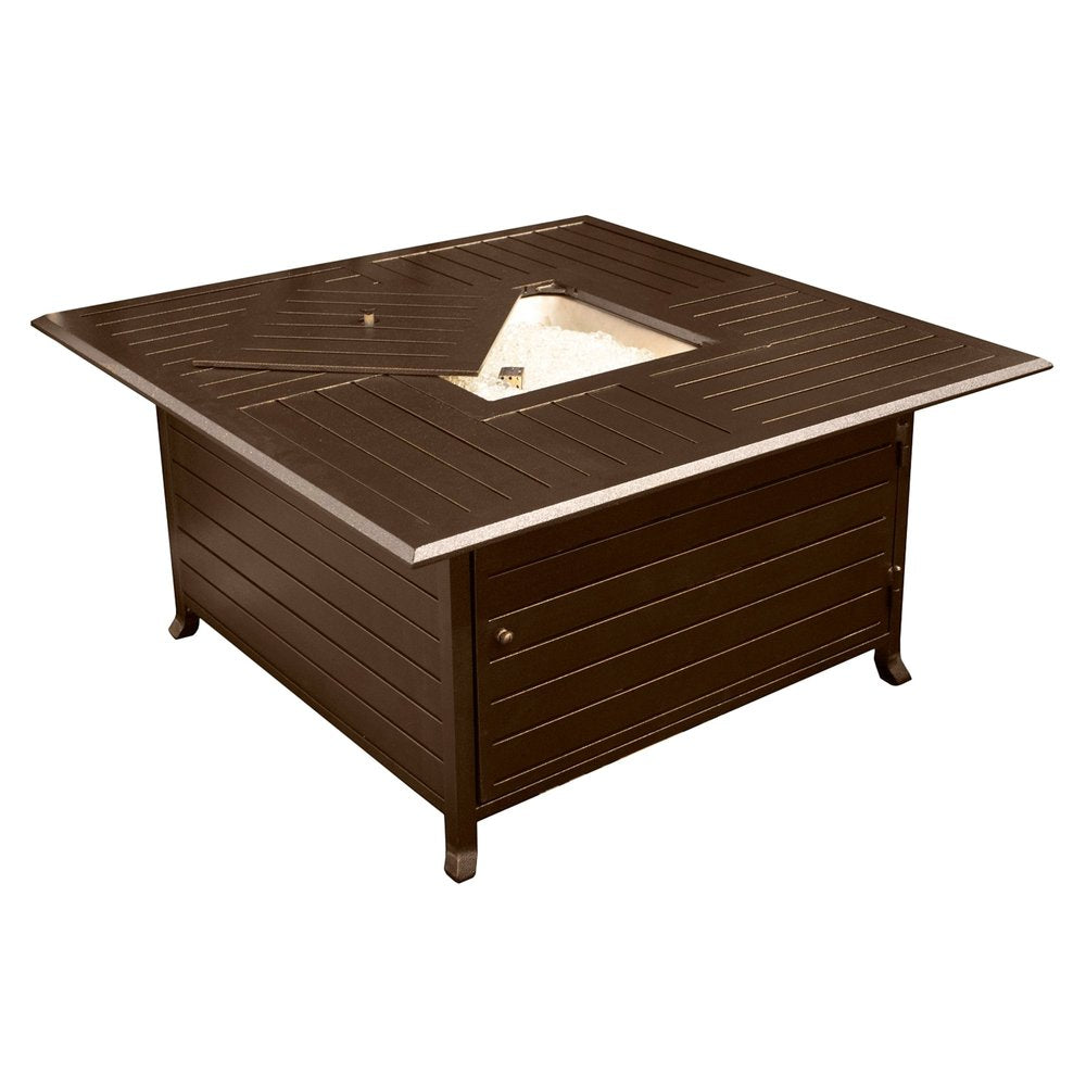 42000 BTU 45" Bronze Aluminum Propane Square Fire Pit Table With Cover HomeRoots