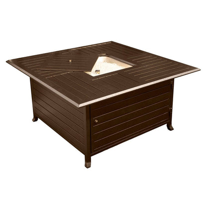 42000 BTU 45" Bronze Aluminum Propane Square Fire Pit Table With Cover HomeRoots