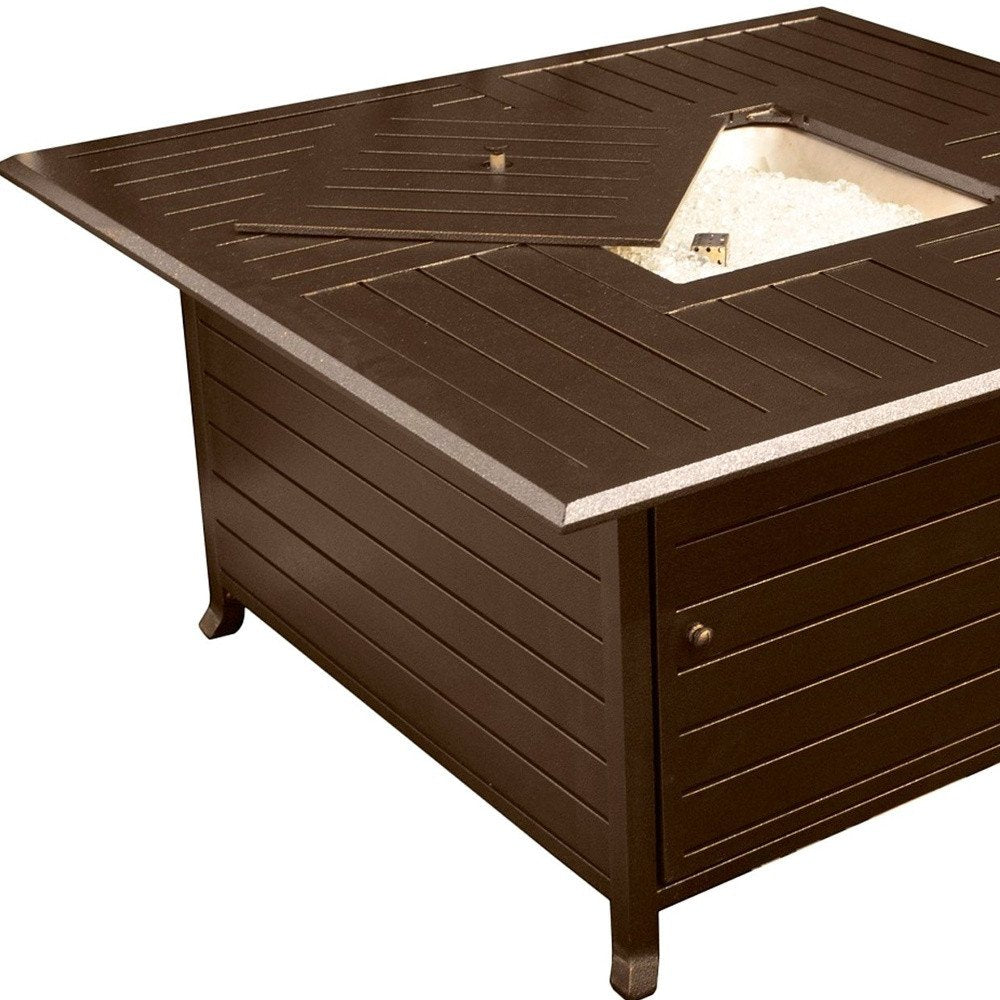 42000 BTU 45" Bronze Aluminum Propane Square Fire Pit Table With Cover HomeRoots