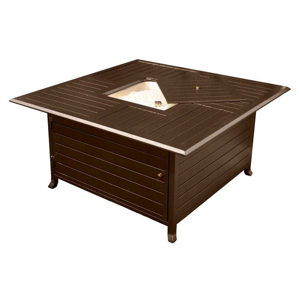 42000 BTU 45" Bronze Aluminum Propane Square Fire Pit Table With Cover HomeRoots