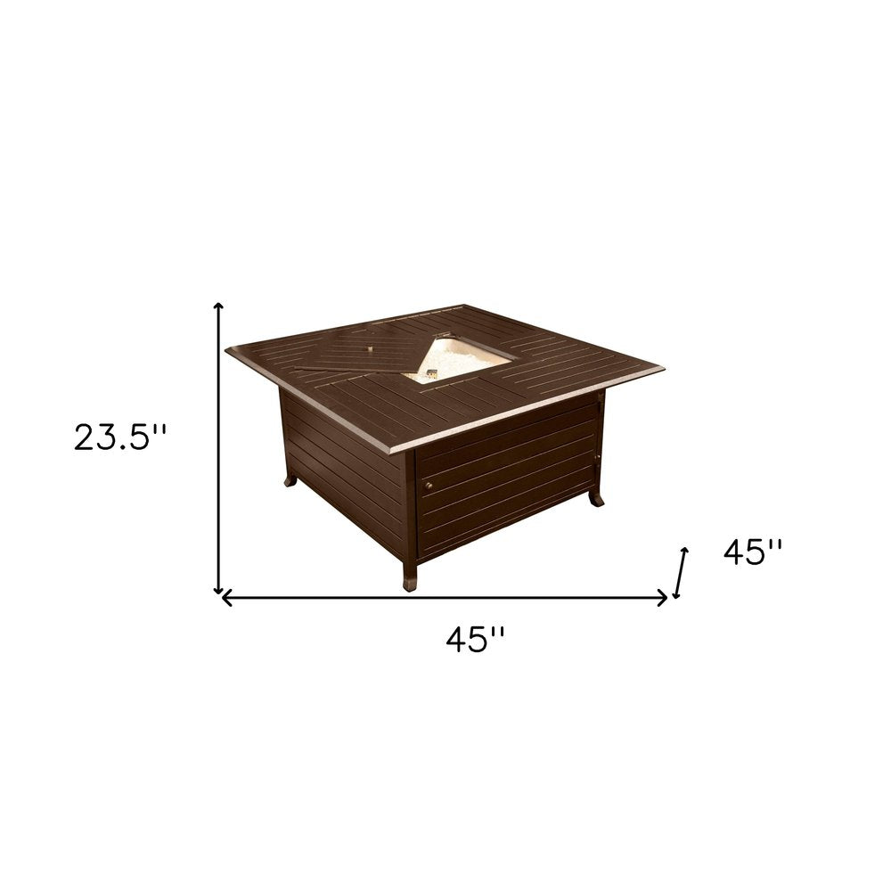 42000 BTU 45" Bronze Aluminum Propane Square Fire Pit Table With Cover HomeRoots