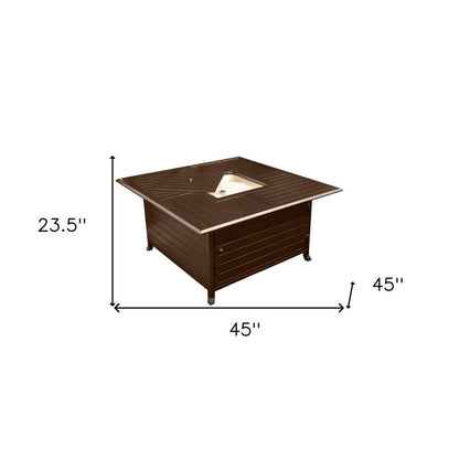 42000 BTU 45" Bronze Aluminum Propane Square Fire Pit Table With Cover HomeRoots