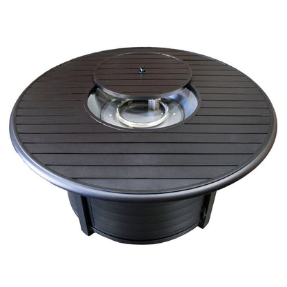 42000 BTU 48" Black Aluminum Propane Round Fire Pit Table With Cover HomeRoots