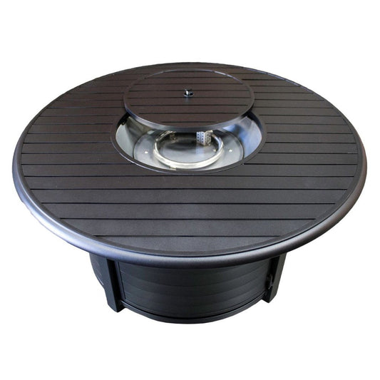 42000 BTU 48" Black Aluminum Propane Round Fire Pit Table With Cover HomeRoots
