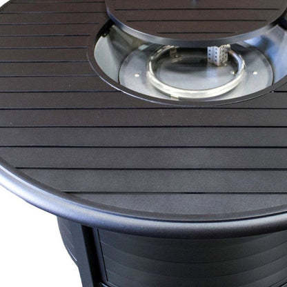 42000 BTU 48" Black Aluminum Propane Round Fire Pit Table With Cover HomeRoots