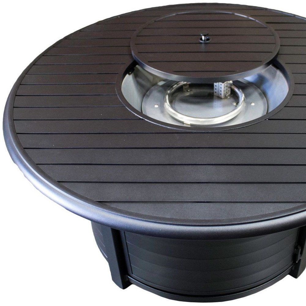 42000 BTU 48" Black Aluminum Propane Round Fire Pit Table With Cover HomeRoots