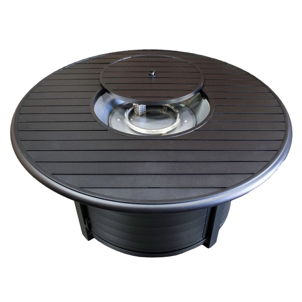 42000 BTU 48" Black Aluminum Propane Round Fire Pit Table With Cover HomeRoots