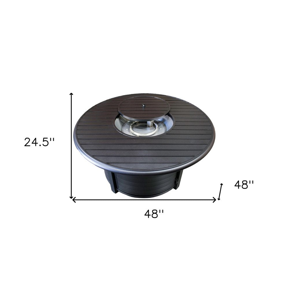 42000 BTU 48" Black Aluminum Propane Round Fire Pit Table With Cover HomeRoots