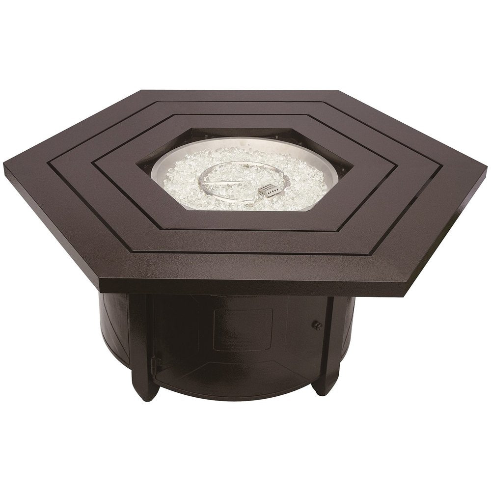40000 BTU 45" Bronze Aluminum Propane Hexagon Fire Pit Table With Cover HomeRoots