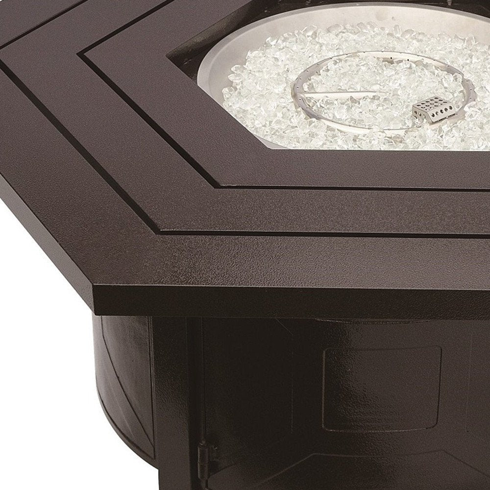 40000 BTU 45" Bronze Aluminum Propane Hexagon Fire Pit Table With Cover HomeRoots