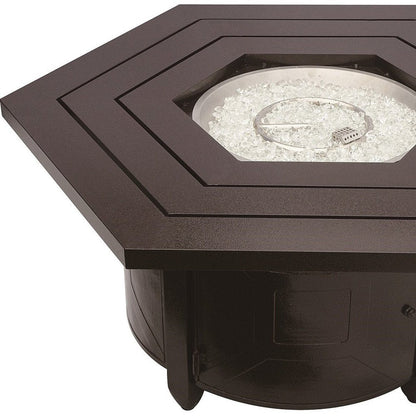 40000 BTU 45" Bronze Aluminum Propane Hexagon Fire Pit Table With Cover HomeRoots