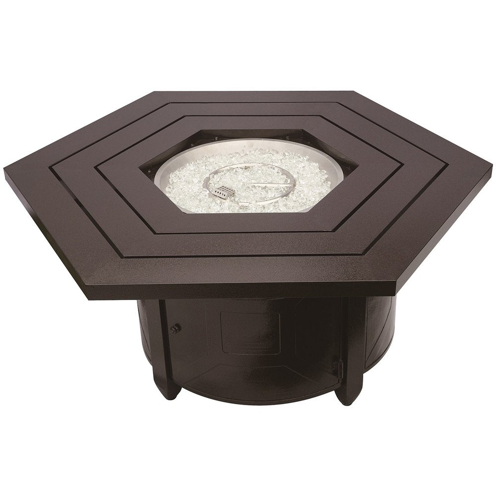 40000 BTU 45" Bronze Aluminum Propane Hexagon Fire Pit Table With Cover HomeRoots
