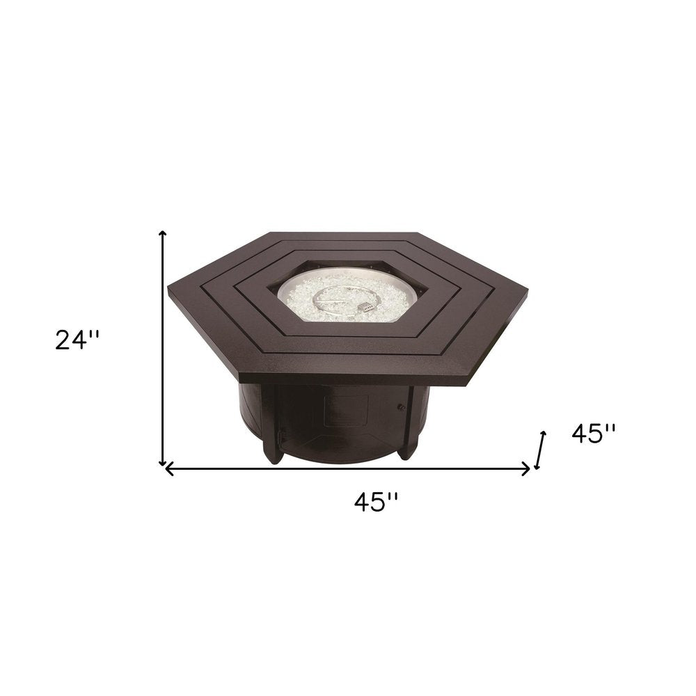 40000 BTU 45" Bronze Aluminum Propane Hexagon Fire Pit Table With Cover HomeRoots