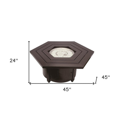 40000 BTU 45" Bronze Aluminum Propane Hexagon Fire Pit Table With Cover HomeRoots