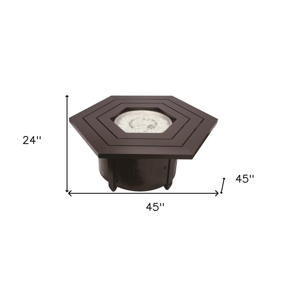 40000 BTU 45" Bronze Aluminum Propane Hexagon Fire pit table With Cover HomeRoots