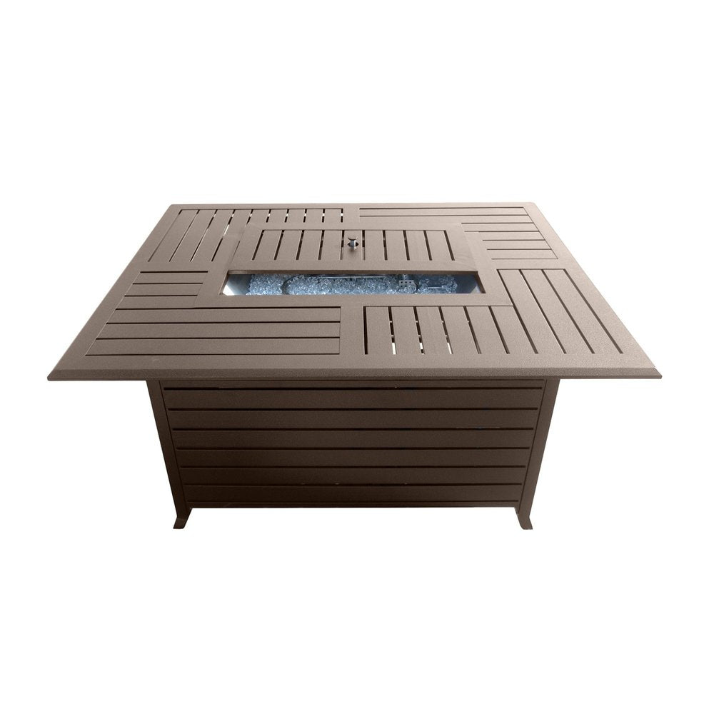 42000 BTU 36" Bronze Aluminum Propane Rectangular Fire Pit Table With Cover HomeRoots
