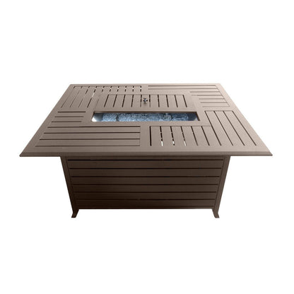 42000 BTU 36" Bronze Aluminum Propane Rectangular Fire Pit Table With Cover HomeRoots