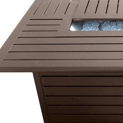 42000 BTU 36" Bronze Aluminum Propane Rectangular Fire pit table With Cover HomeRoots