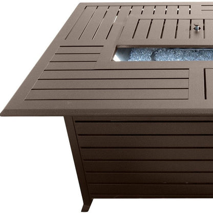 42000 BTU 36" Bronze Aluminum Propane Rectangular Fire Pit Table With Cover HomeRoots