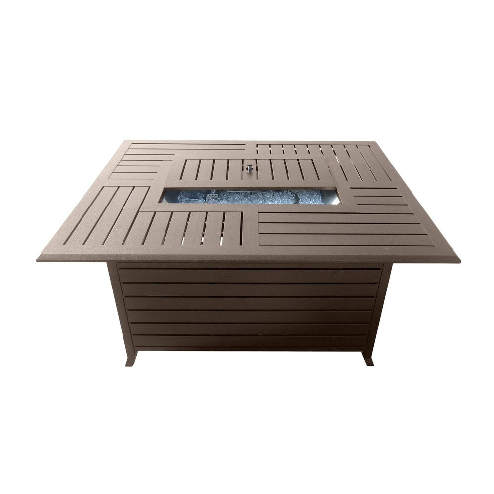 42000 BTU 36" Bronze Aluminum Propane Rectangular Fire Pit Table With Cover HomeRoots