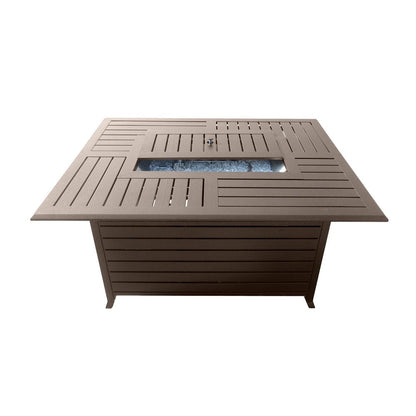 42000 BTU 36" Bronze Aluminum Propane Rectangular Fire Pit Table With Cover HomeRoots